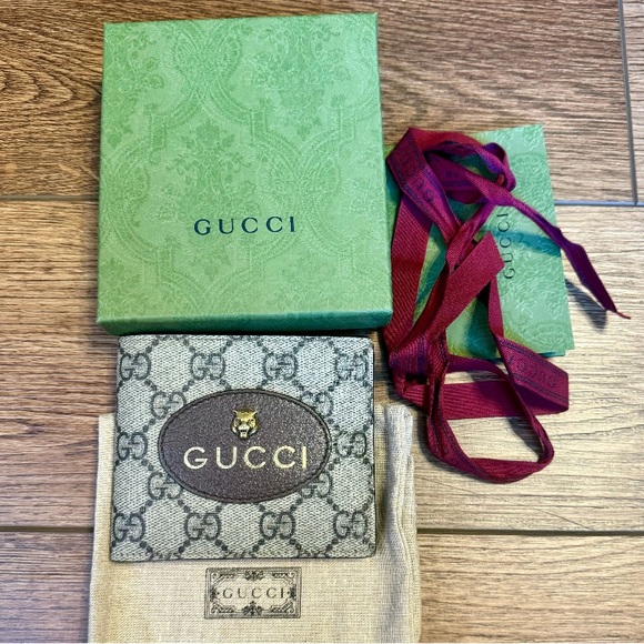 Auth GUCCI Supreme Cat Wallet Bifold - Picture 1 of 5